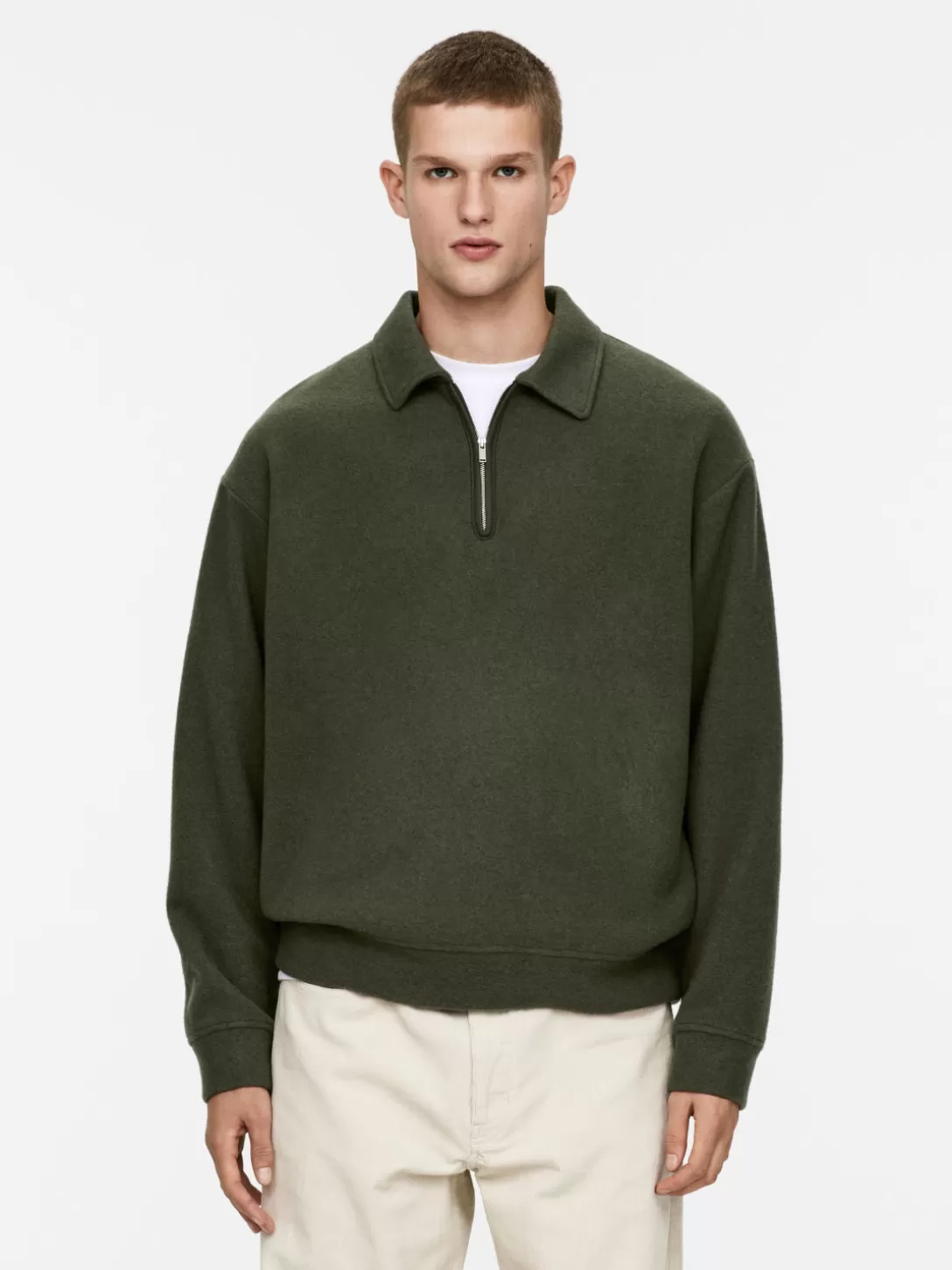ARKET Dubbelstickad Tröja Med Kort Dragkedja- Sweatshirts Och Huvtröjor