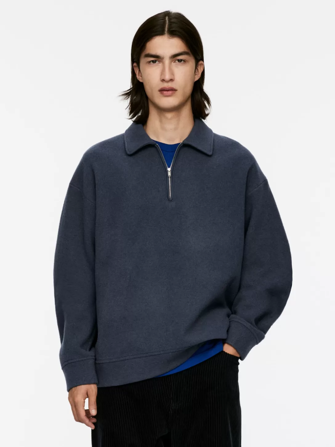 ARKET Dubbelstickad Tröja Med Kort Dragkedja- Sweatshirts Och Huvtröjor