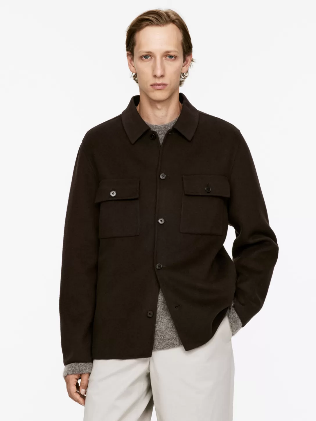 ARKET Dubbelvävd Skjorta I Ullblandning- Overshirts