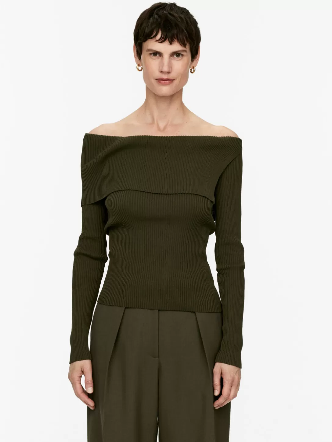 ARKET Ribbad Off Shoulder-topp- Stickade Tröjor Och Koftor