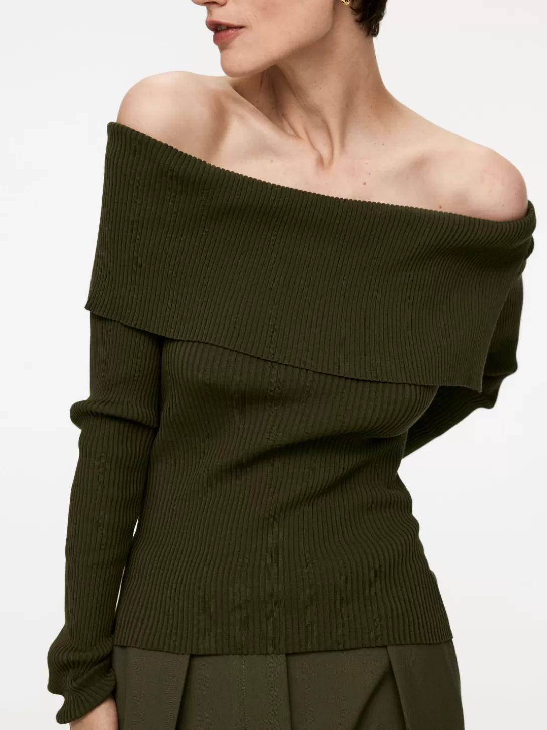 ARKET Ribbad Off Shoulder-topp- Stickade Tröjor Och Koftor